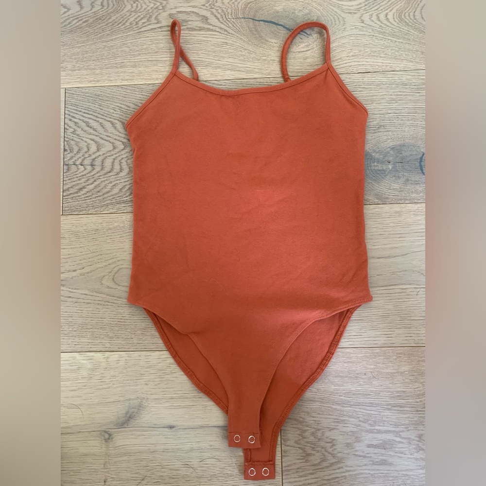 FOREVER 21- Orange cotton bodysuit, Size: S